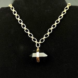 Long Gold and Onyx Statement Layering Necklace